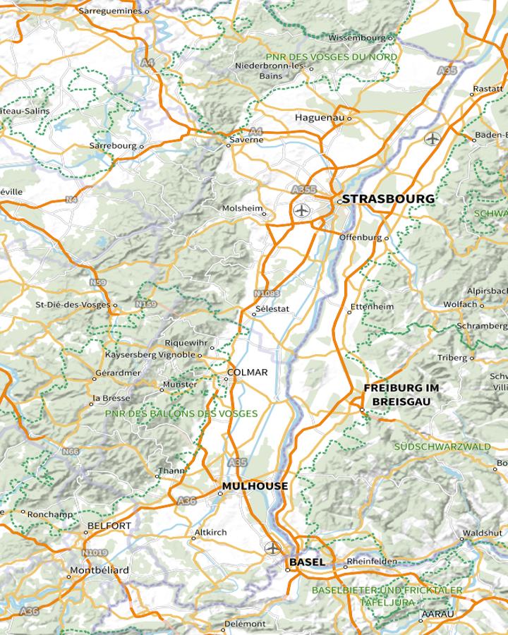 Plan IGN de l’Alsace, de Strasbourg à Mulhouse